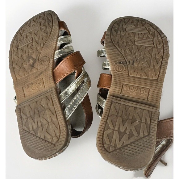 Michael Kors Baby‎ Girl Sandals Brown & Gold Size 10 Pre-owned - Picture 7 of 10